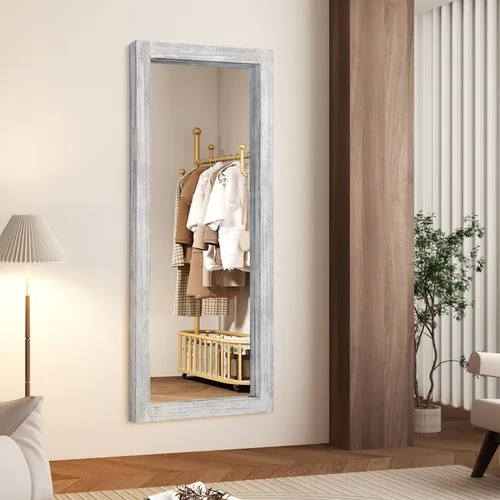 Vista 6 de AAZZKANG Espejo de pared de longitud completa con marco de madera rústica, 58 x 24 pulgadas, rectangular, grande, cuerpo completo para dormitorio