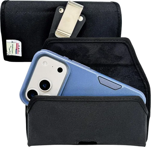 Vista 13 de Turtleback Soporte para cinturón para iPhone 17 Pro y 17Air, pequeño se adapta con fundas delgadas MagSafe o TechWave, funda horizontal de cuero