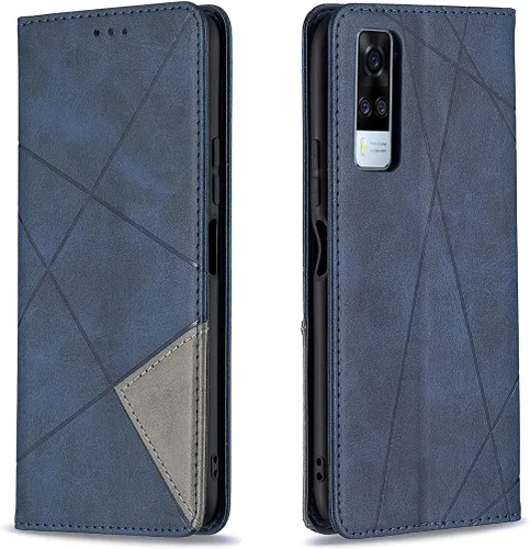 Vista 20 de Funda con tapa para Vivo Y11, Y15, Y12 e Y17, diseño de rombos de piel sintética, con función atril, cierre magnético, para Vivo Y11/Y15/Y12/Y17