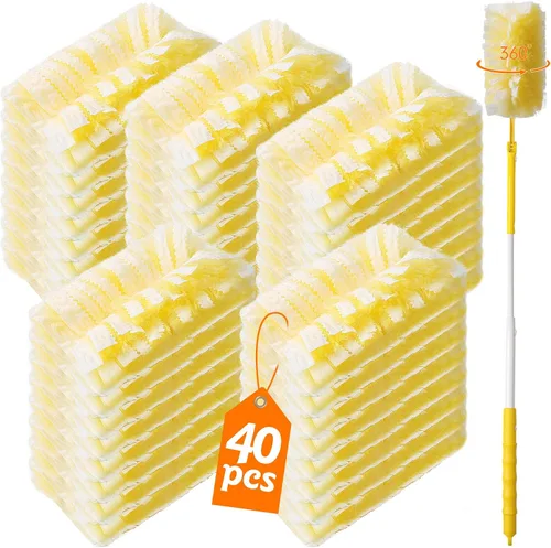 Vista 8 de 60 repuestos de plumero resistente de 360° compatibles con Swiffer, recambio de plumero electrostático desechable de tamaño grande extra grueso