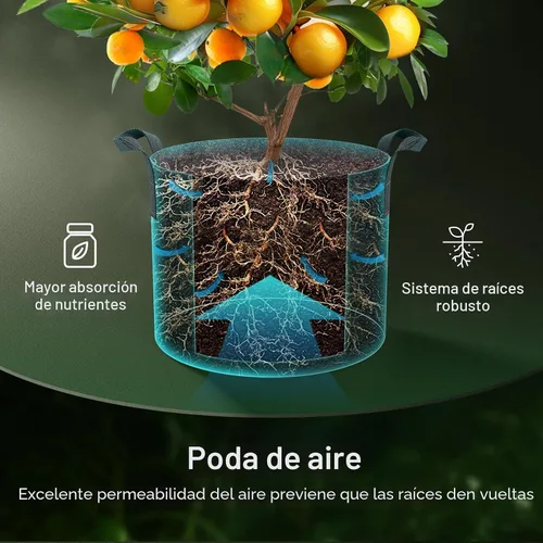 Vista 5 de VIVOSUN - Paquete de 5, 1 galón, bolsas para cultivar de tela no tejida gruesa resistente con asas Negro