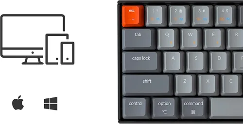 Vista 3 de Keychron Teclado mecánico inalámbrico K6 Bluetooth 51 con interruptor rojo Gateron G Pro retroiluminación LED batería recargable teclado compacto