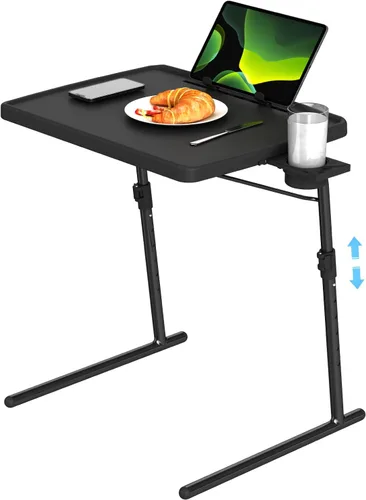 Vista 9 de Mesa de Bandeja para TV, 16.9 x 22 x 29.1 pulgadas XL PRO Mesa de Comedor Plegable con 6 Ajustes de Altura y 3 Ángulos de Inclinación, Escritorio