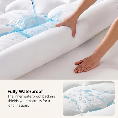 Vista 2 de Bedsure Cubrecolchón Impermeable Tamaño Full - Protector de Colchón Full Tipo Pillow Top con Bolsillo Profundo de 8-21 Pulgadas, 800 GSM Almohadilla