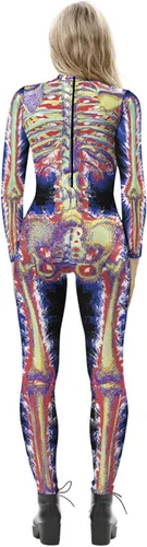 Vista 2 de Honeystore - Enterizo para disfraz de esqueleto para mujer, para Halloween, malla entera, leotardo, para cosplay Color06
