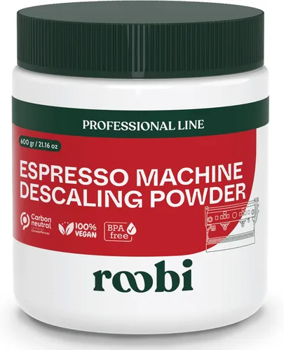 Vista 10 de Roobi Polvo limpiador profesional para máquina de café expreso. Polvo limpiador de espresso neutro en carbono. Hasta 90 usos, 31.75 oz.