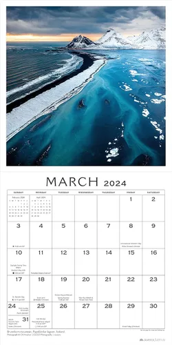 Vista 4 de The Soul of Iceland 2024 Wall Calendar Traveling Through the Land of Fire and Ice 12" x 24" Open Amber Lotus Publishing