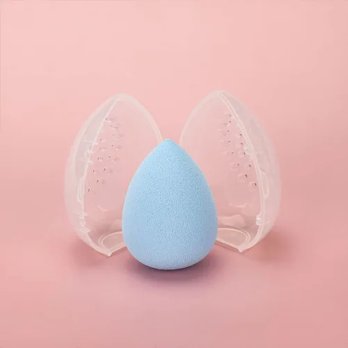 Vista 4 de Paquete de 4 esponjas de maquillaje para licuadora de belleza, estuche de viaje para secar y almacenar maquillaje esponja de base de belleza