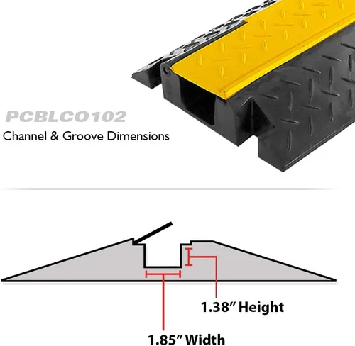 Vista 2 de Pyle Cubierta protectora de cable duradera para rampa, soporta 11000 libras, protección de cable resistente de un solo canal con cubierta superior