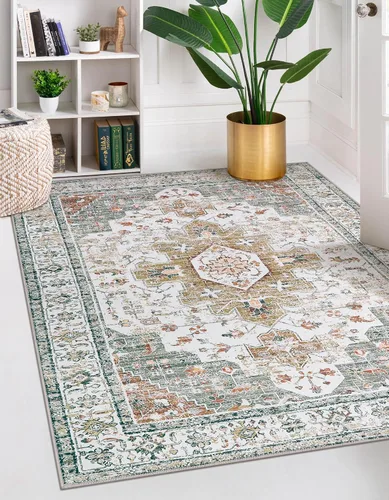 Vista 80 de Moynesa Alfombra ultra fina lavable de 2 x 3 pies, alfombra pequeña de cocina para entrada, interior, antideslizante, tapete vintage para puerta