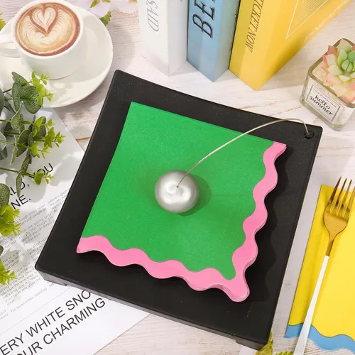 Vista 4 de Whaline 100 servilletas de papel festoneado azul, verde, rosa, amarillo, servilletas de almuerzo, desechables, decorativas, para postres, cenas