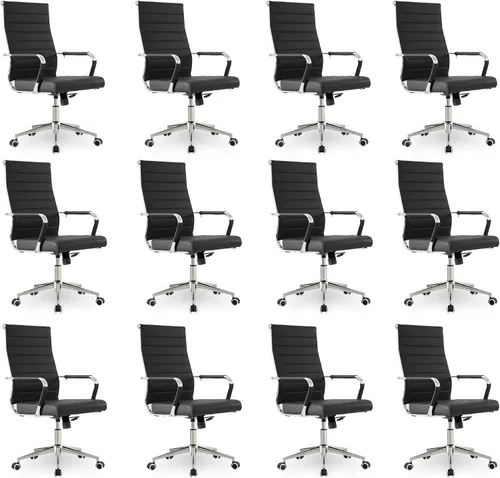 Vista 16 de Okeysen Office Desk Chair, Ergonomic Leather Modern Conference Room Chairs, Executive Ribbed Height Adjustable Swivel Rolling Chair for Home Office