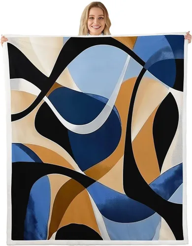 Vista 32 de Erosebridal Black Blue Triangles Square Fleece Throw Blanket 40"x50" - Ultra-Soft for Couch Sofa Bed,3D Geometric Pattern Sherpa Blanket,Abstract