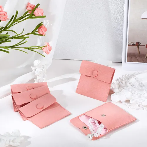 Vista 5 de Cunno Paquete de 120 bolsas de microfibra para joyas con paño de limpieza de 3.2 x 3.2 pulgadas, bolsa de embalaje de joyas con bolsas de botón a