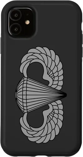 Vista 7 de Insignia básica de paracaidista para iPhone 14, alas de salto aerotransportadas, funda gris