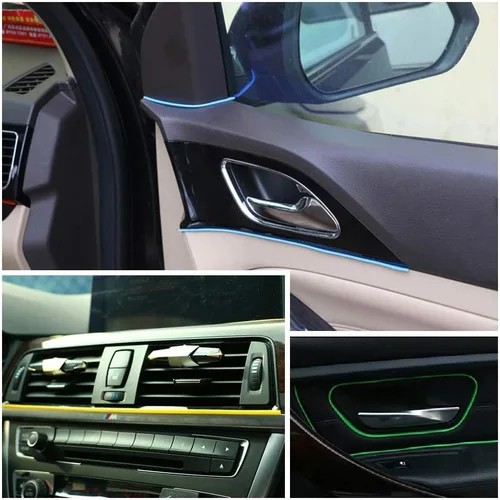 Vista 3 de MASO Ajuste que moldea interior del coche, decoración universal que raya la cinta 10M azul ABS 3D tira con herramienta