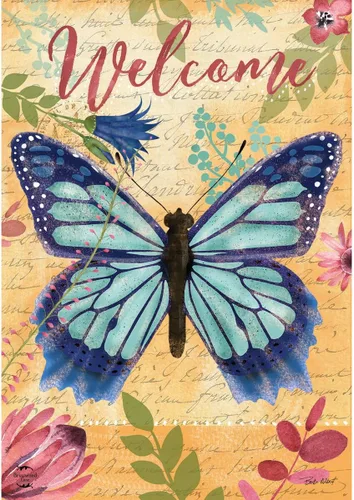 Vista 7 de Briarwood Lane - Bandera con mariposas, flores en primavera para el hogar y con texto motivacional "Be Grateful" (Sé agradecido), 28 x 40 pulgadas