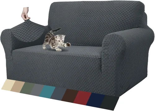 Vista 47 de ZNSAYOTX 1 Funda de silla Jacquard para sala de estar, funda de silla de alta elasticidad con brazos, antideslizante, apta para mascotas, funda