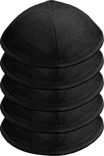 Vista 4 de Paquete de 5 piezas – Hq Satin/Lino/Velvet/Seda Cruda/Gamuza Kippah para hombre, sombrero Yamaka diseñado en Israel – Kippot Bulk