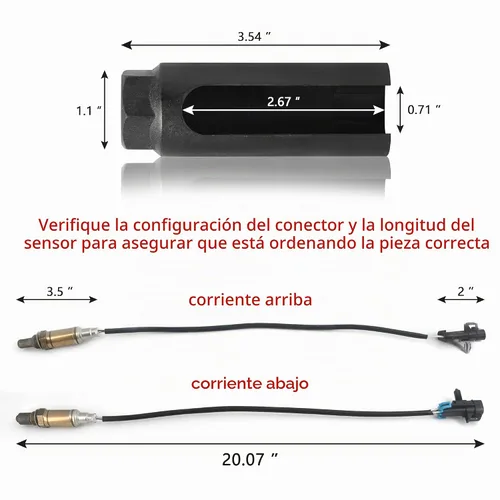 Vista 3 de Sensor de oxígeno con enchufe para Chevy Silverado Express Cheyenne WT C1500 K1500 GMC C1500 K1500 K1500 Sierra O2 Sensor de repuesto aguas arriba