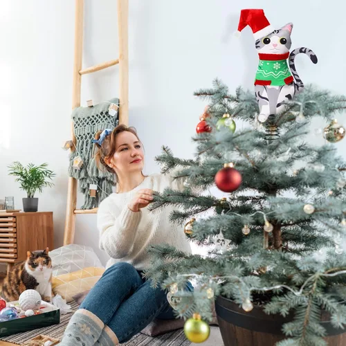 Vista 4 de Adorno de Copa de Árbol de Navidad de Gato American Shorthair, Ornamento de Árbol de Navidad, Fiesta de Navidad, Vacaciones, Decoraciones del Hogar