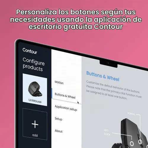 Vista 5 de Contour Unimouse - Ratón vertical ergonómico ajustable de 35° a 70°, ángulo de inclinación de 35° a 70°, 6 botones programables para productividad