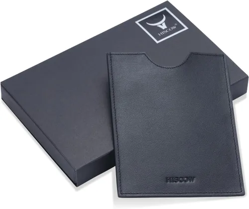 Vista 7 de HISCOW Funda minimalista para pasaporte - Piel de becerro italiana, Negro -, Minimalista