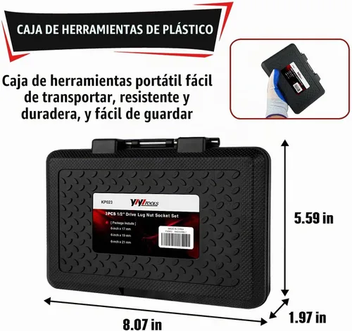 Vista 7 de YIYITOOLS Juego de 3 llaves de tuerca de impacto de 1/2 pulgada, enchufes profundos extra largos de 5.906 in, enchufes de pared delgados de 6 puntos