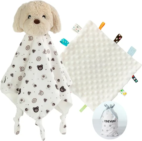 Vista 21 de CREVENT Mantas de bebé suaves y acogedoras para niños y niñas + manta de seguridad, juego con una bolsa de regalo esenciales para recién nacidos Gris