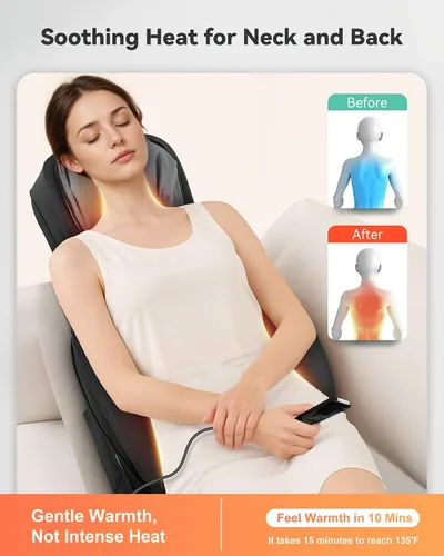 Vista 4 de Snailax Almohada Completa de Masaje para Silla, Masajeador de Cuello y Espalda con Calor, 4D Shiatsu Personalizable, Masaje Punto, Rodillo