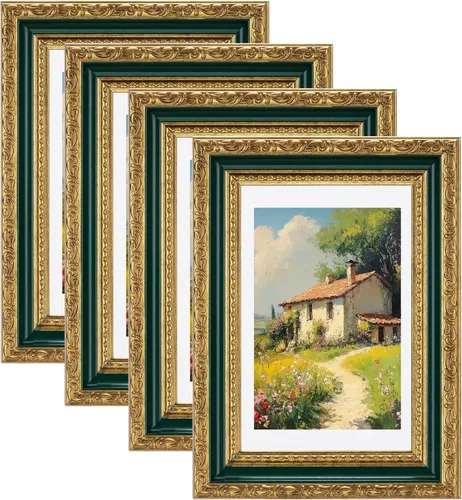 Vista 35 de eletecpro 8x10 Vintage Picture Frame, Glass Cover, Gold, 4-Pack Dorado