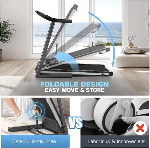 Vista 5 de Cinta de correr con inclinación, caminadora plegable con estación de trabajo de escritorio, capacidad de 350 libras, 3.5 HP, cinta de correr 01-Negro
