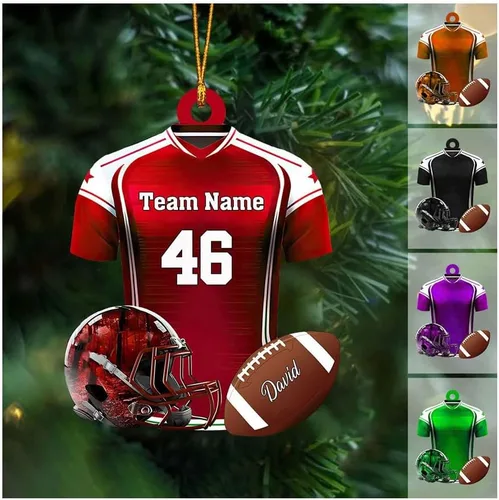 Vista 26 de Adorno de Navidad de fútbol americano personalizado, adorno de fútbol americano, adornos de Navidad de fútbol americano personalizados, adornos