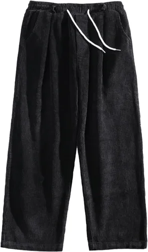 Vista 3 de Aelfric Eden Pantalones de pana vintage para hombre, pantalones largos y sólidos con cintura elástica, pantalones casuales de hip hop, pantalones