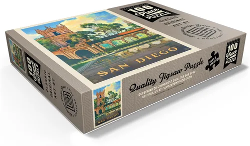 Vista 3 de MyPuzzle San Diego, CA: Balboa Park, póster vintage, rompecabezas prémium de 100 piezas para adultos