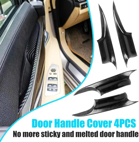 Vista 4 de Jaronx Compatible con cubiertas de tirador de puerta BMW Serie 7, patrón de fibra de carbono fila delantera y trasera 7' F02