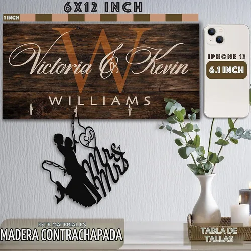 Vista 6 de Ganchos de madera personalizados para llaves de pared, regalo de madera personalizado para inauguración de la casa C5