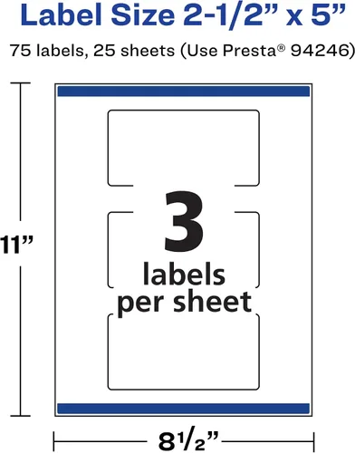 Vista 5 de Avery Etiquetas rectangulares impermeables duraderas, tecnología Sure Feed, 2.5 x 5 pulgadas, 75 en total, etiquetas impermeables resistentes al