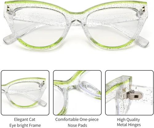 Vista 4 de FEISEDY Gafas de computadora con bloqueo de luz azul de gran tamaño para mujer, marco antifatiga ocular B2323