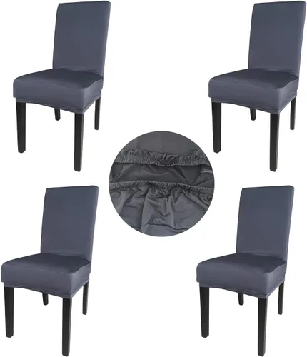 Vista 15 de Paquete de 4 fundas protectoras para sillas de comedor, tela elástica de elastano, lavables a máquina, fundas de asiento extraíbles para el hogar