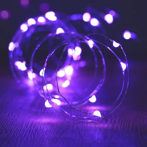 Vista 10 de Guirnalda de luces LED, serie de luces impermeables de 16.4 pies, funciona con pilas para bodas, hogar, jardín, fiesta, decoración de Navidad