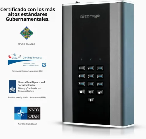 Vista 6 de iStorage diskAshur DT2 256-bit 10TB Certificado FIPS Nivel 3 Disco duro de escritorio cifrado seguro Protección con contraseña