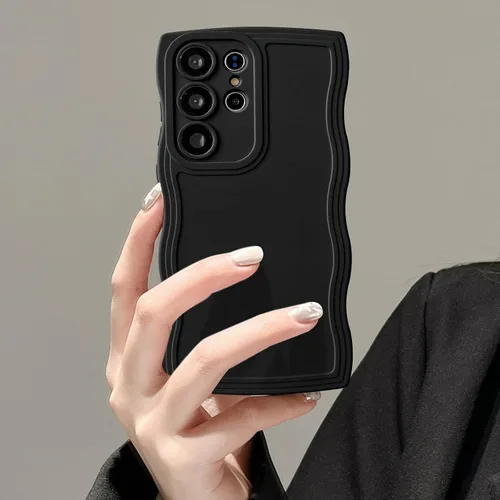 Vista 38 de UEEBAI Funda de silicona con marco ondulado para Samsung Galaxy A13 5G, lindo marco ondulado, ajuste delgado, a prueba de golpes, funda suave y Negro