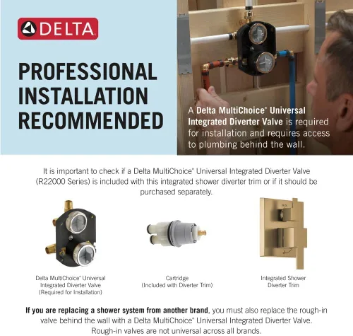 Vista 2 de 14 Series Integrated Diverter Trim con desviador de tres funciones menos mango desviador