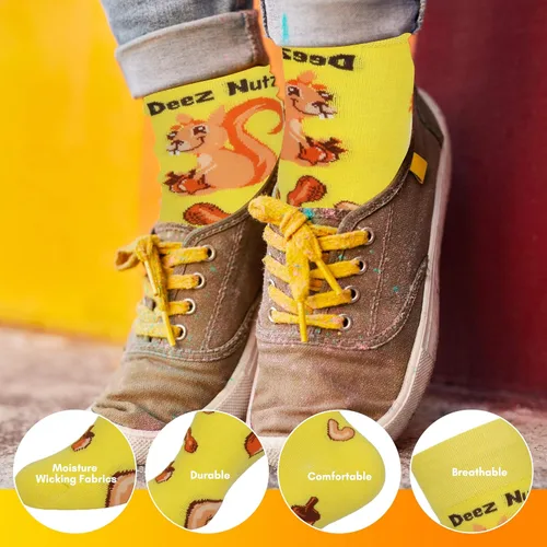 Vista 6 de TC9SOCKS Funny Socks Deez Nuts Meme Socks Squirrel Lovers Socks Fun Socks Unisex Funky Socks Casual Dress Socks
