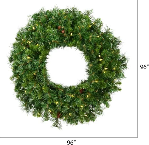 Vista 2 de Corona de pino Cheyenne de 24" Vickerman con 50 luces LED color blanco cálido