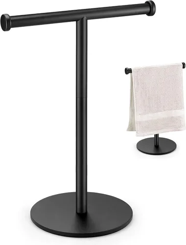 Vista 7 de Toallero de mano, toallero de baño negro mate, soporte para toallas de encimera, soporte de toalla en forma de T para baño y cocina, tamaño 11