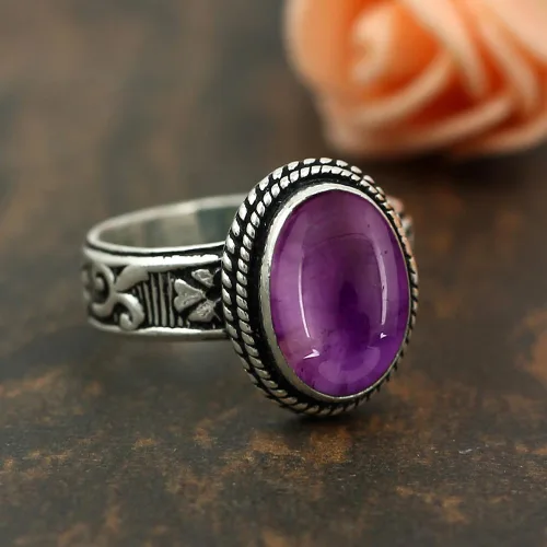 Vista 7 de 5.85 quilates de piedra preciosa natural de forma ovalada solitario para mujer, anillo de plata 925 con piedra natal superpuesta, regalo de joyería