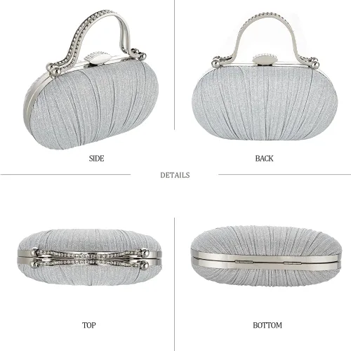 Vista 4 de YYW Bolso de noche para mujer, embrague de boda con cadena y bolsos de noche