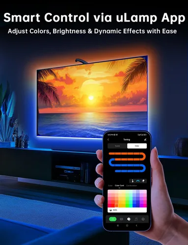 Vista 6 de Retroiluminación LED para TV, luces de TV cortables de 11.5 pies que cambian con TV para pantalla de 32 a 50 pulgadas y monitor de PC